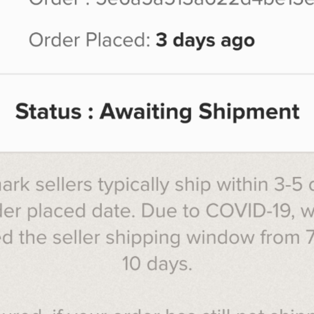 10 DAY SHIPPING WINDOW ALLOWED UNTIL LOCKDOWNS END
